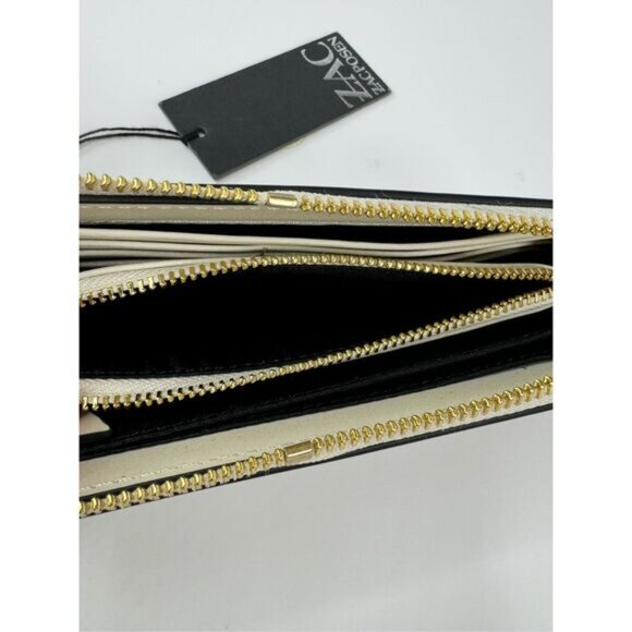 ZAC POSEN Eartha Mini Bow Zipper Leather Continental Wallet Cream NWT - Picture 2 of 11